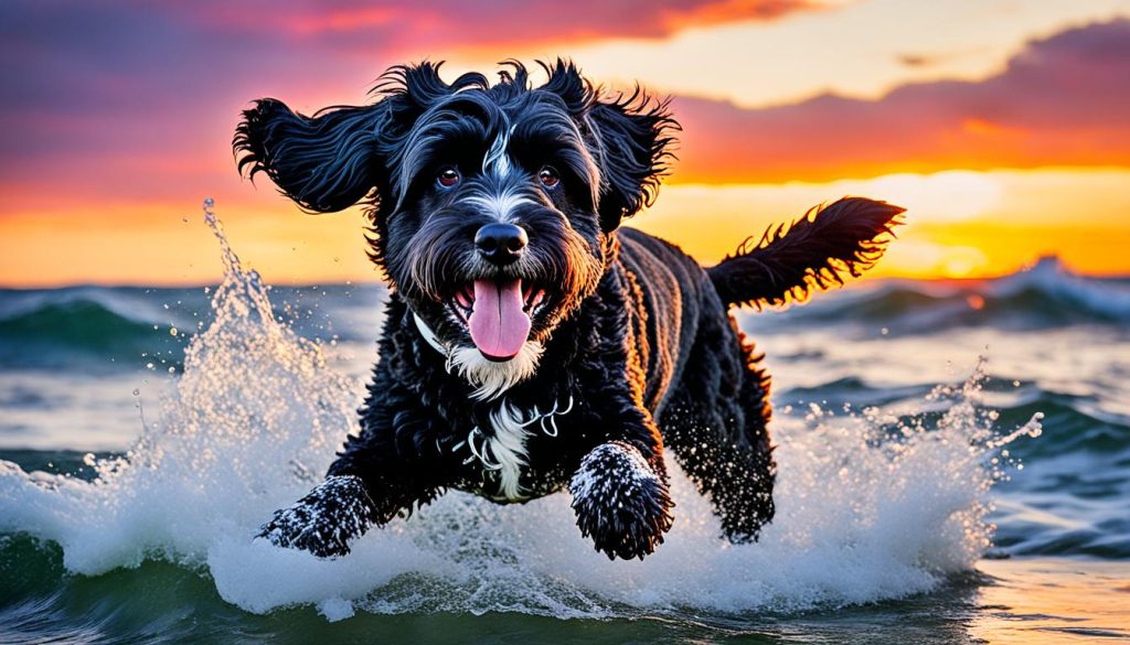 portuguese water dog playing