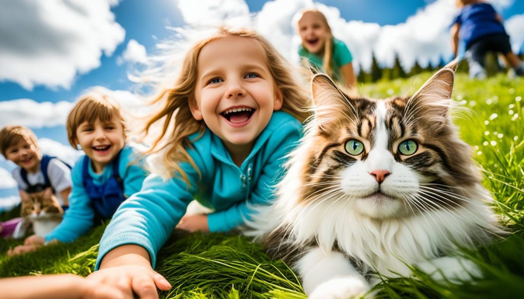 Norwegian Forest Cat with children