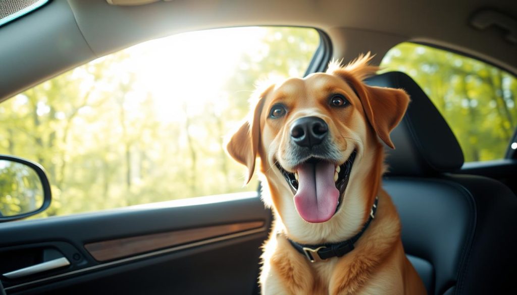 Labrador Retriever in a car