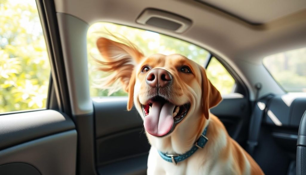 Labrador Retriever in a car