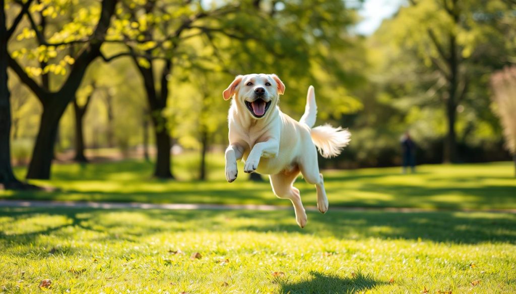 Labrador Retriever jumping